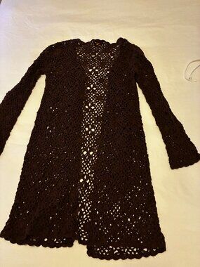 Vintage Kerri & Kelsey brown boho duster style sweater - size Large